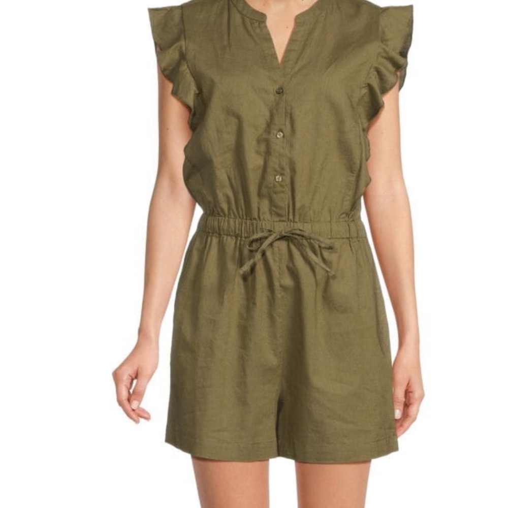 NWT.Saks Fifth Avenue Flutter Sleeve Linen Blend